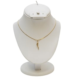 14k CORNICELLO ITALIAN HORN PENDANT NECKLACE