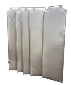 CONTEMPORARY LINEN & NICKEL NAILHEADS 5 PANEL DRESSING ROOM DIVIDER