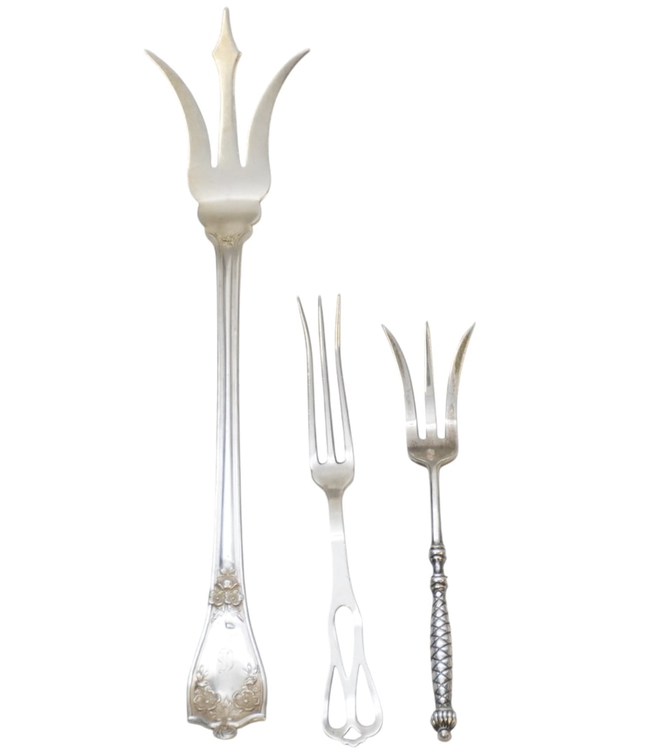3 STERLING SERVING FORKS LETTUCE & LEMON (1 of 3)