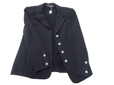VINTAGE ST. JOHN BLACK EVENING JACKET WITH RHINESTONE BUTTONS