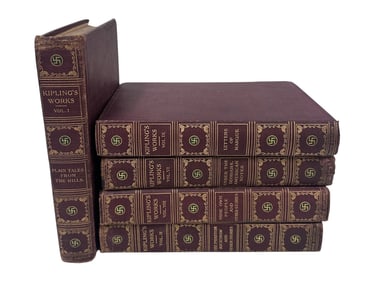ANTIQUE RUDYARD KIPLING'S WORKS SAHIB EDITIONS - 5 VOLUMES