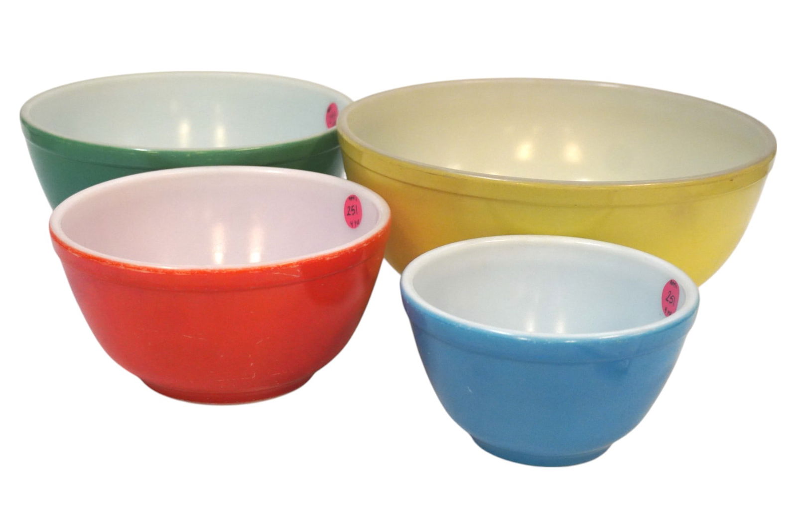 VINTAGE PYREX PRIMARY NESTING BOWL SET - 4 Pieces (1 of 3)