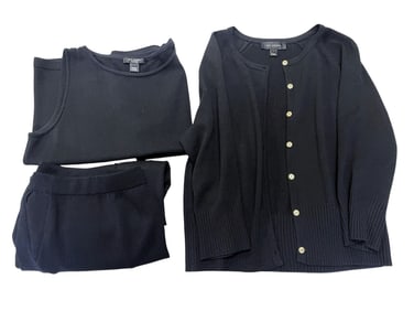 ST. JOHN BASICS CAVIAR SWEATER SET & PANTS