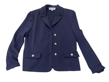 ST. JOHN COLLECTION NAVY JACKET WITH PEARL BUTTONS