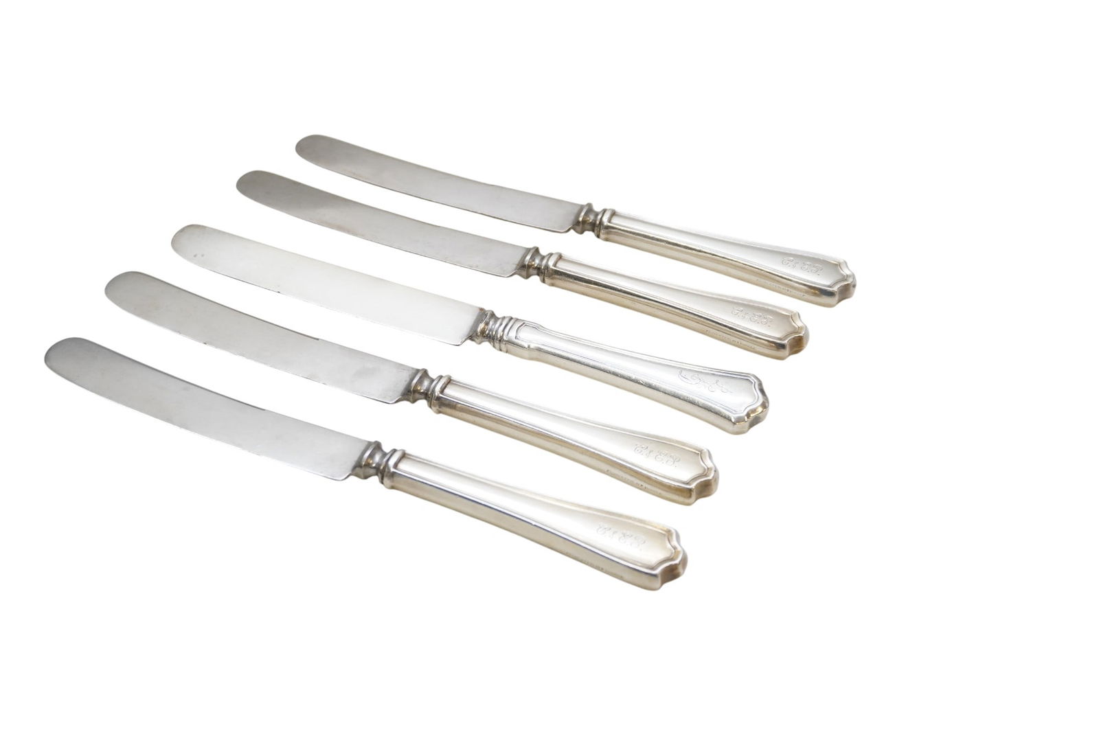 5 ANTIQUE AMERICAN STERLING DINNER KNIVES (1 of 1)
