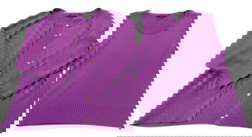 ST. JOHN KNIT PURPLE CARDIGAN & TANK