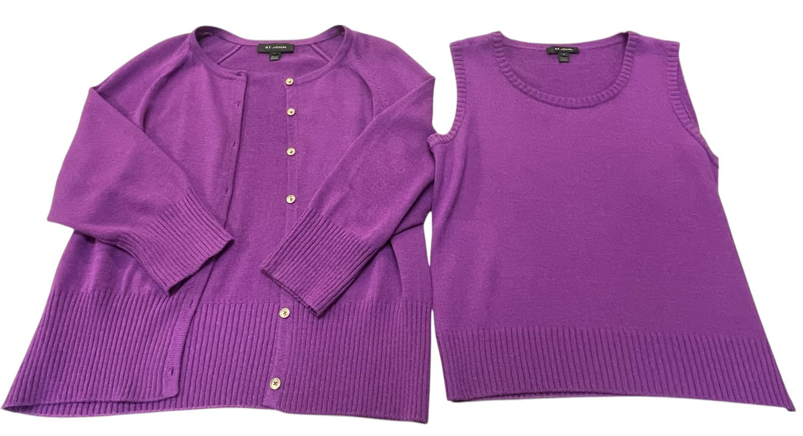ST. JOHN KNIT PURPLE CARDIGAN & TANK (1 of 3)