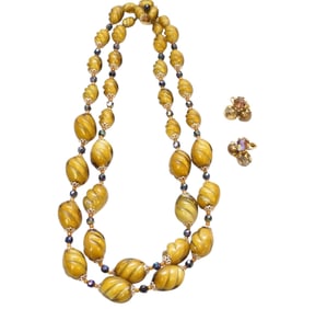 VINTAGE WEST GERMANY DOUBLE STRAND BEADED NECKLACE