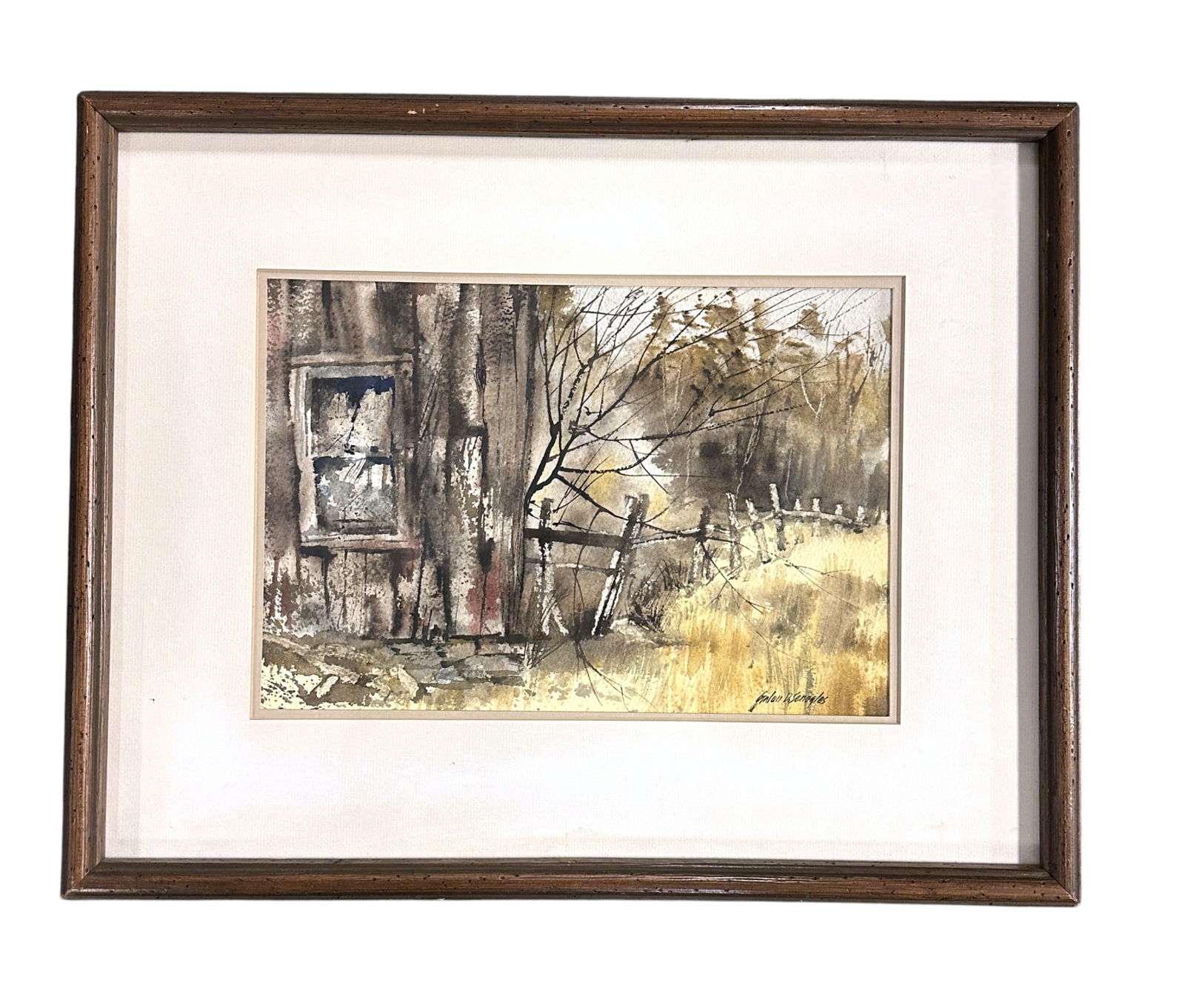 GALEN D SENOGLES RURAL FARM SCENE WATERCOLOR (1 of 3)