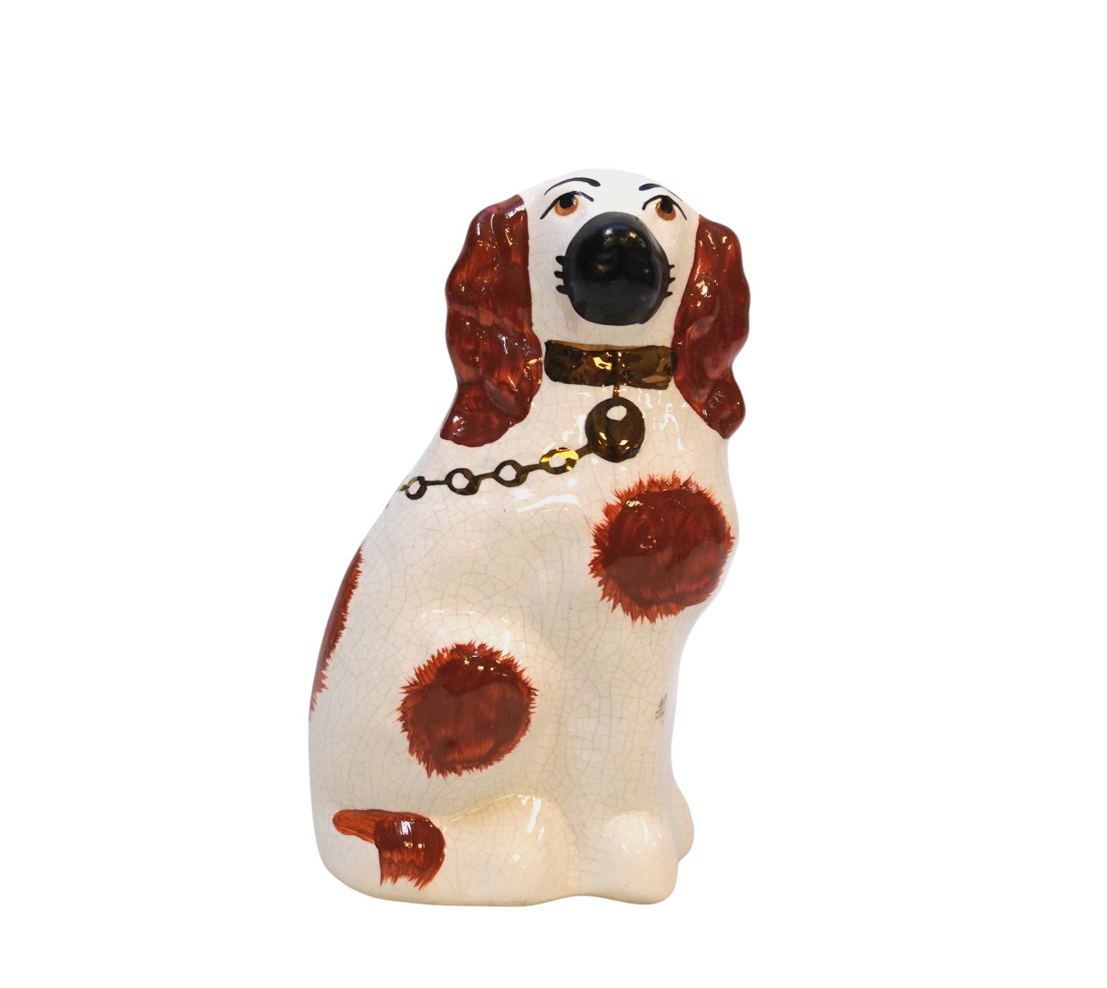 ENGLISH STAFFORDSHIRE KING CHARLES SPANIEL: Antique Staffordshire King Charles Spaniel. Made in England. 3"x2"x5.5". Weight 5 oz.