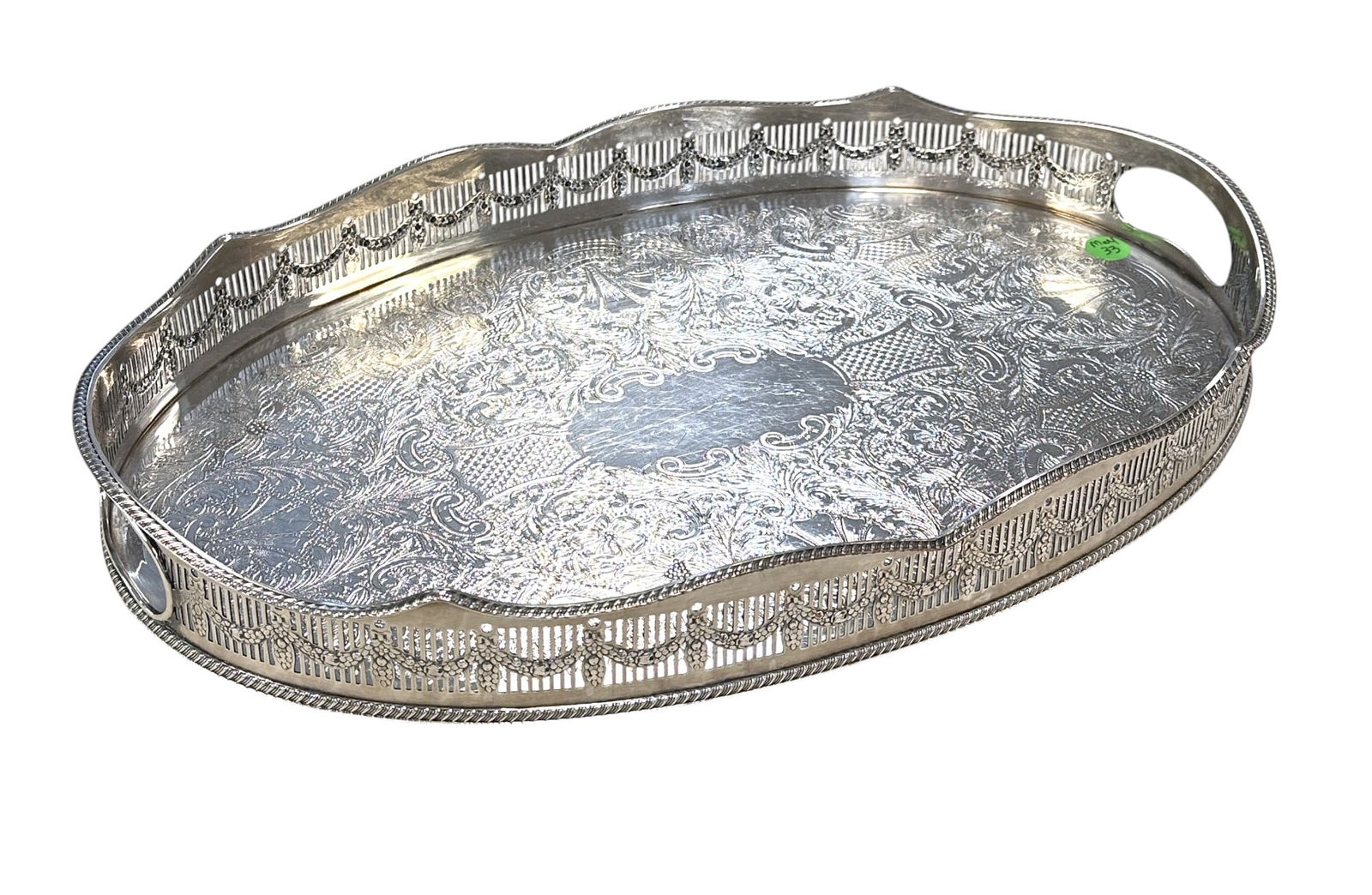 ENGLISH SHEFFIELD SILVER PLATED KENTSHIRE GALLERY TRAY (1 of 3)