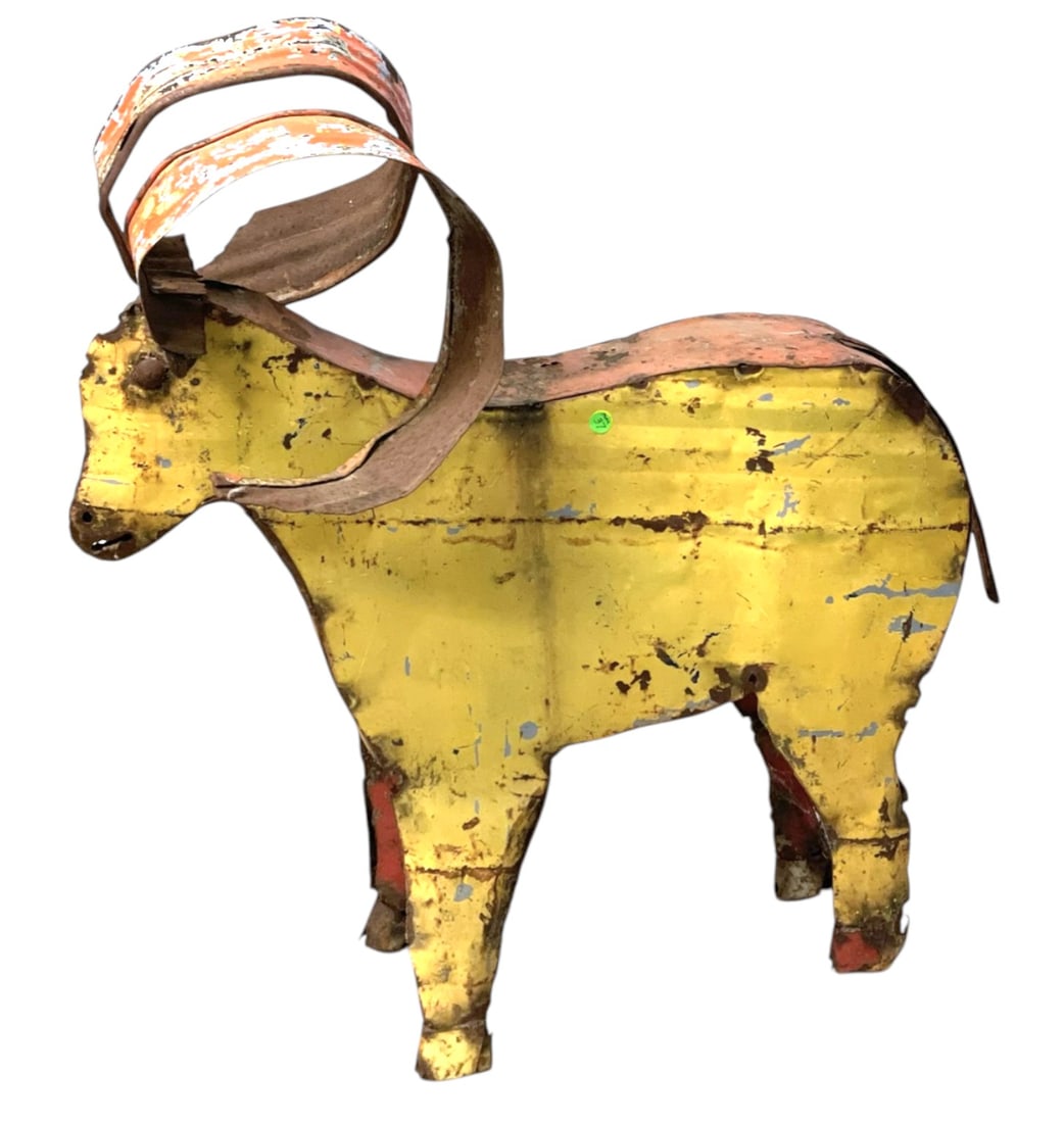 VINTAGE FOLK ART METAL GOAT FOR GARDEN (1 of 4)