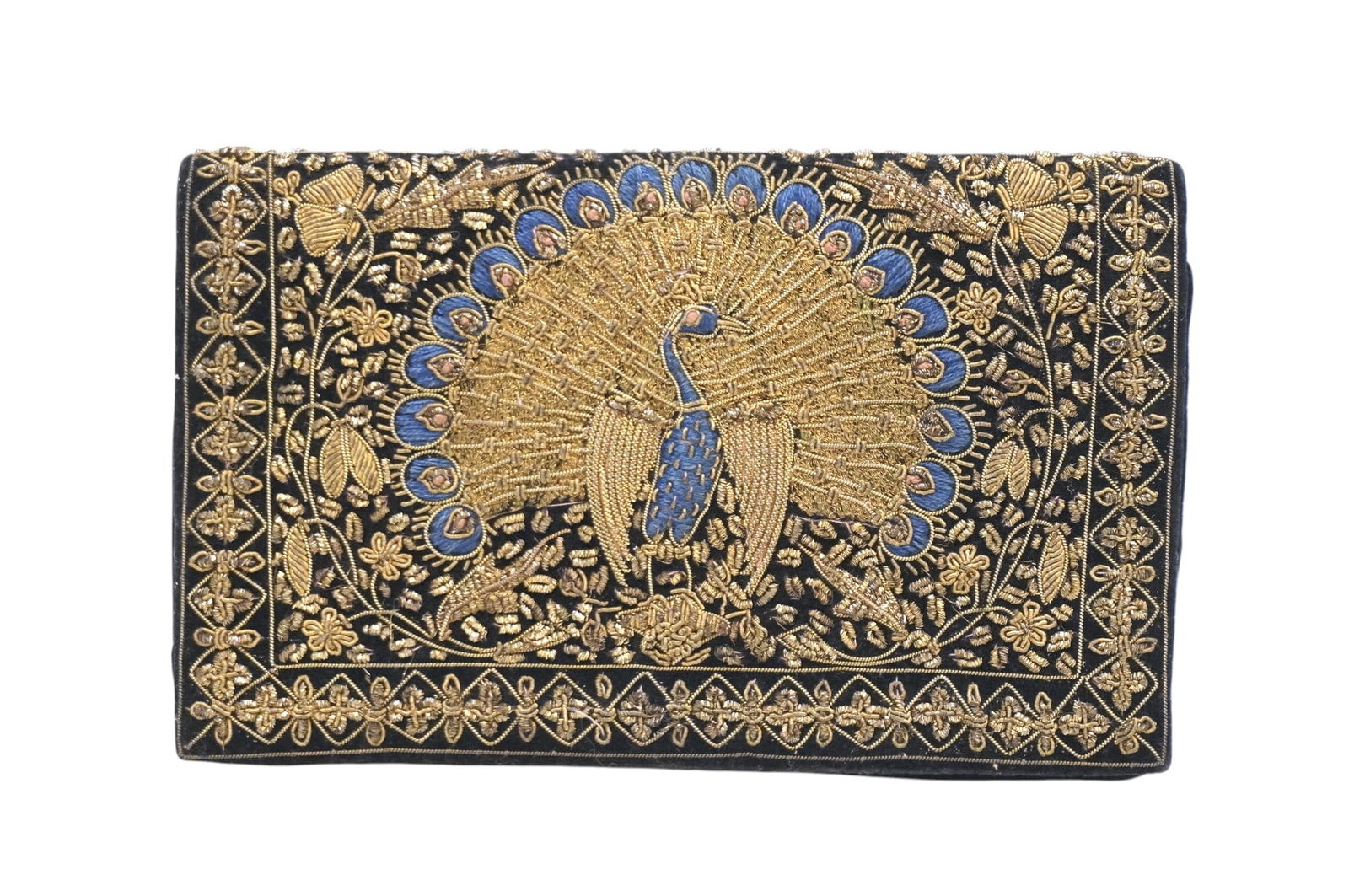 VINTAGE HAND STITCHED BEADED PEACOCK EVENING PURSE (1 of 3)