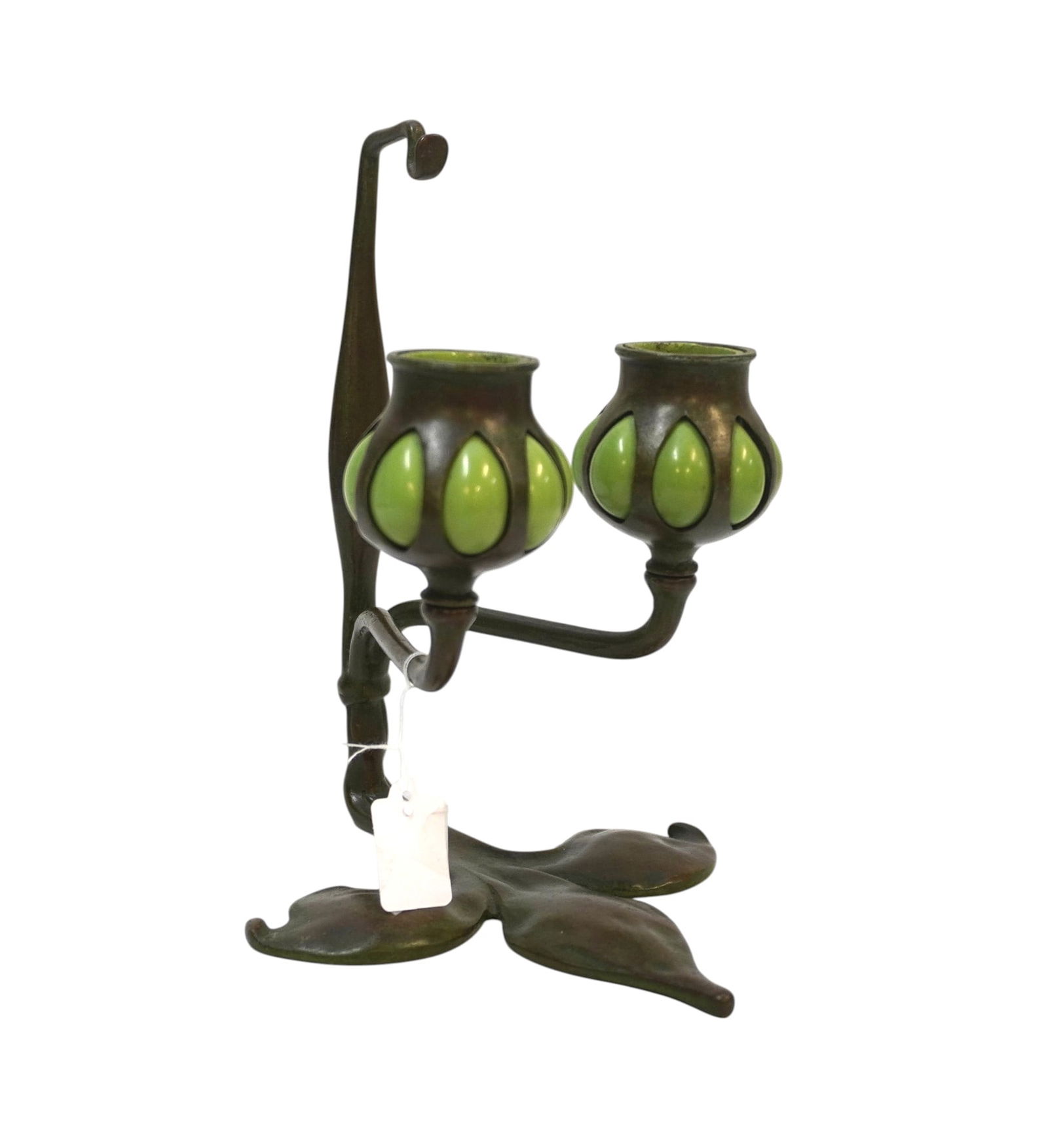 ART NOUVEAU STYLE BRONZE AND GLASS DOUBLE CANDLESTICK (1 of 6)