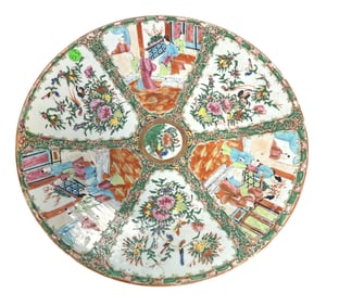 19th c MONUMENTAL ROSE MEDALLION CHARGER