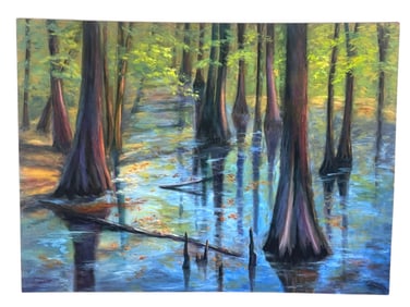 BRENDA ORCUTT CYPRESS TREES OIL ON CANVAS