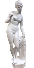 LARGE GLAZED TERRACOTTA ITALIAN VENUS WITH APPLE