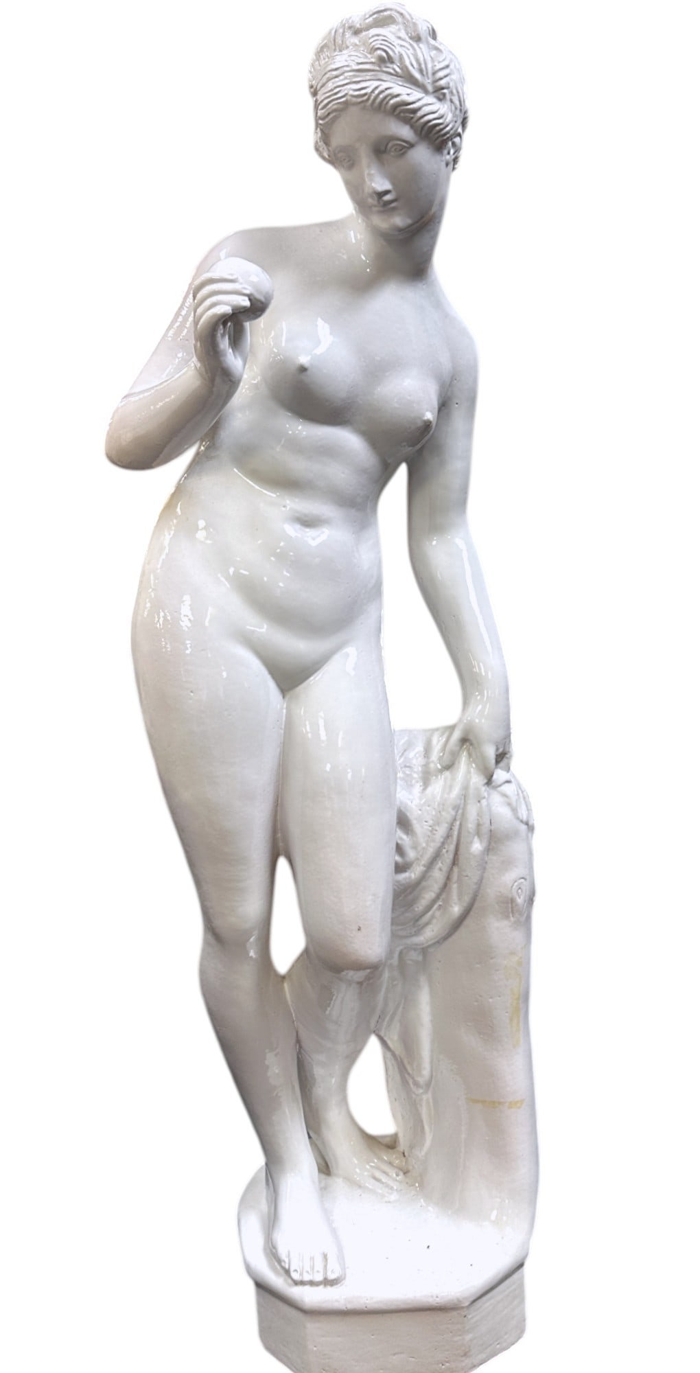 LARGE GLAZED TERRACOTTA ITALIAN VENUS WITH APPLE (1 of 2)