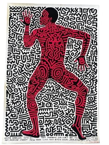 KEITH HARING SIGNED LITHOGRAPH TONY SHAFRAZI POSTER WITH DRAWING