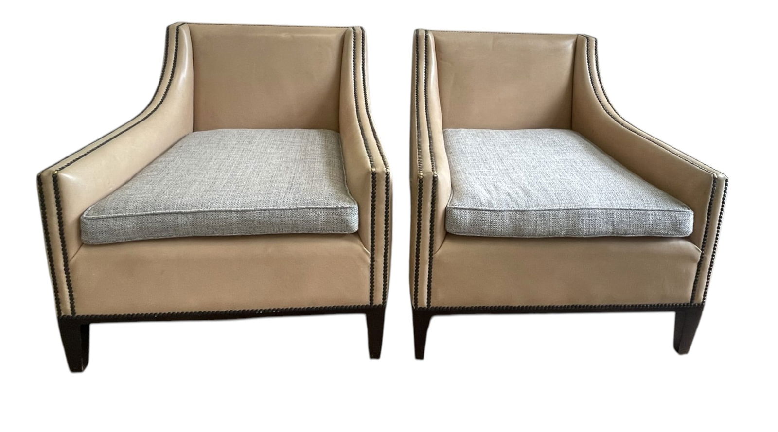OLY STUDIO LEATHER & CUSTOM UPHOLSTERY ARMCHAIRS - A PAIR (1 of 4)