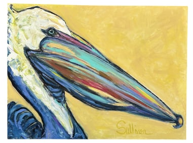 KATHY SULLIVAN LARGE PELICAN OIL ON CANVAS