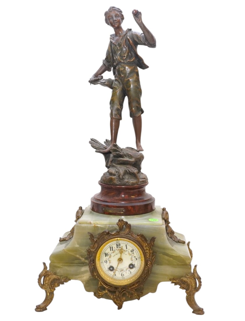 FRENCH 19TH C CLOCK BRONZE & ONYX (1 of 10)