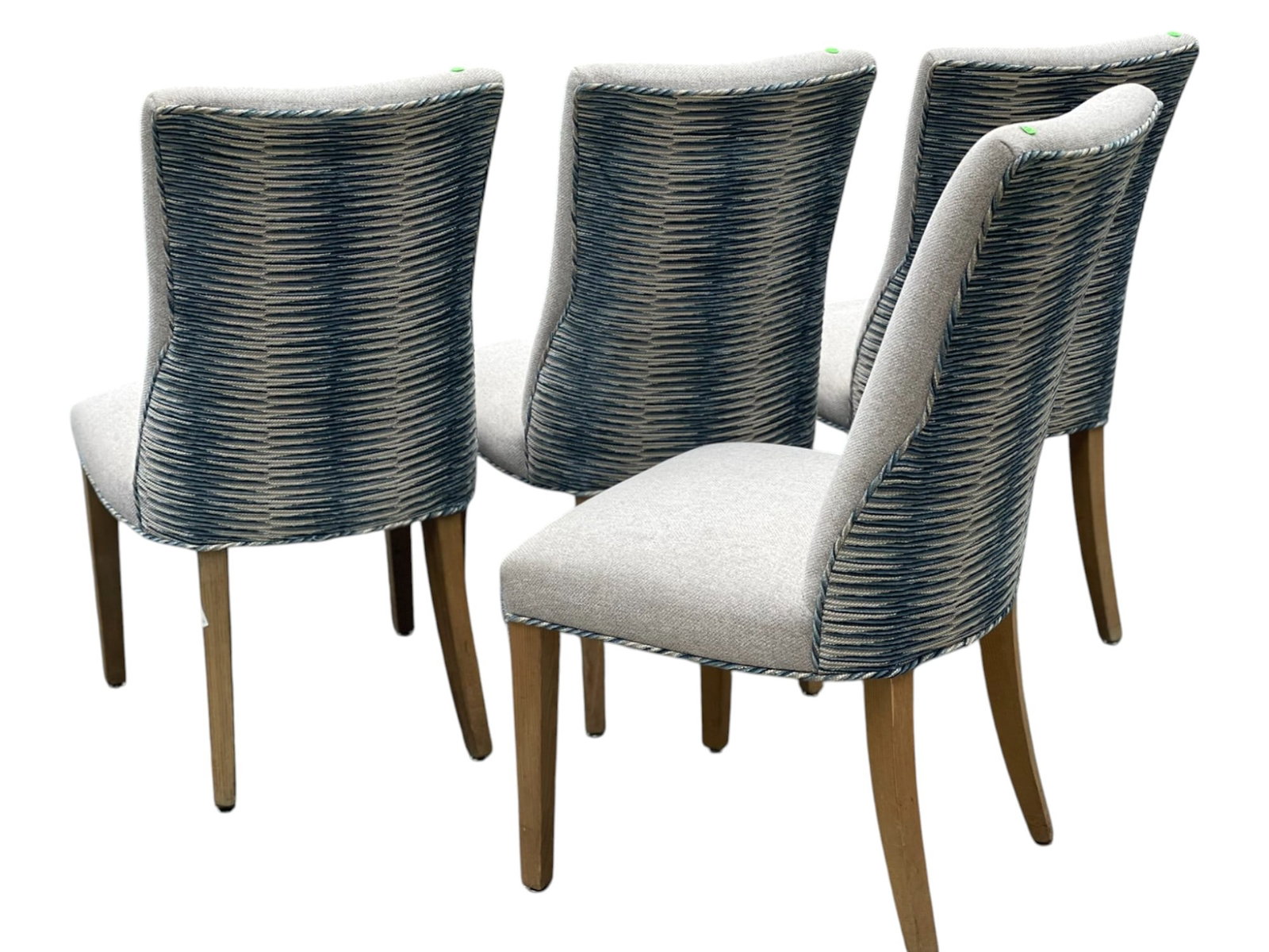 4 CUSTOM UPHOLSTERED DINING CHAIRS: 4 CUSTOM UPHOLSTERED DINING CHAIRS Each39"x20"x21". Seat Height 18".