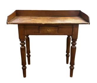 19th c FARMHOUSE PRIMITIVE WRITING TABLE W GALLERY