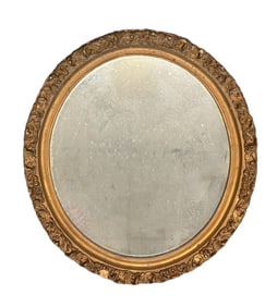 ANTIQUE GILDED ROUND MIRROR WITH ORNATE FRAME