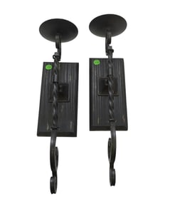 PAIR OF RUSTIC WALL MOUNTED CANDLE HOLDERS