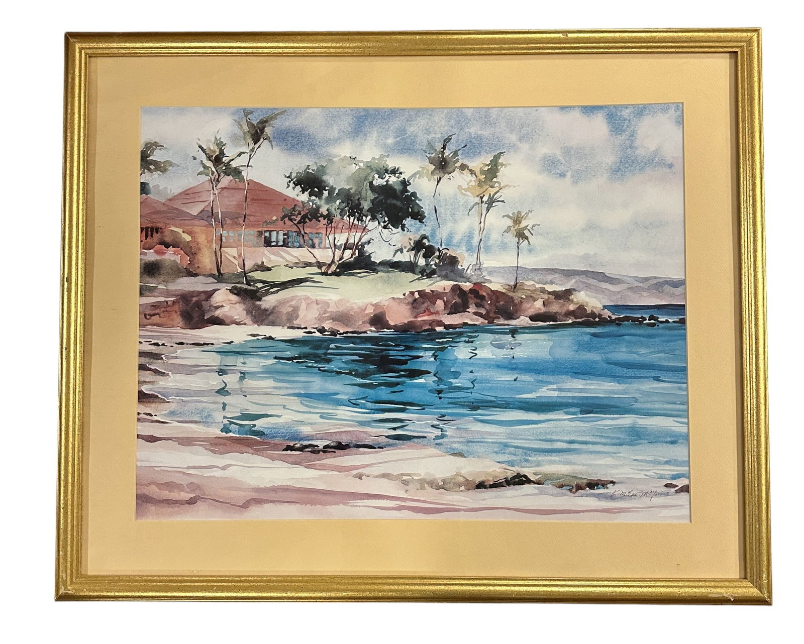 LARGE TROPICAL BEACH SCENE HAWAII FRAMED PRINT (1 of 3)