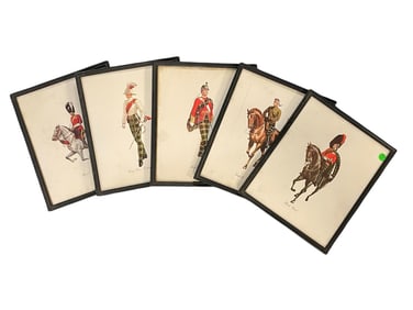 5 ANTIQUE MILITARY LITHOGRAPH PRINTS UK