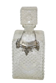 VINTAGE MID CENTURY DECANTER WITH SHERRY TAG