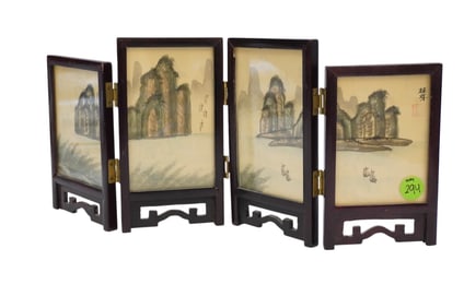 CHINESE MINIATURE DOUBLE SIDED FOLDING SCREEN