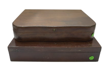 2 VINTAGE WOOD SILVER CHESTS