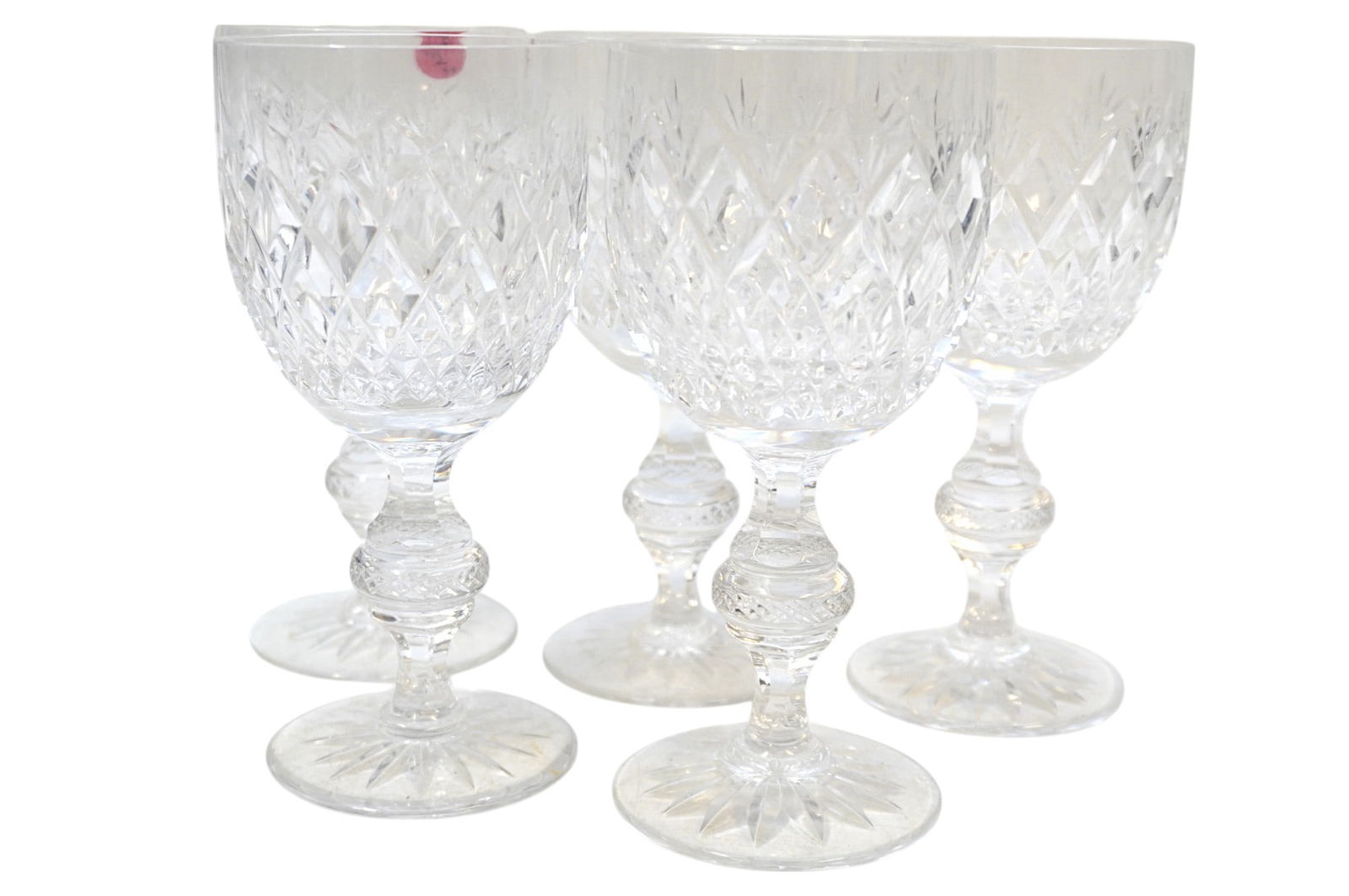 5 KUSAK CUT GLASS CHERRY DIAMOND & FAN WATER GOBLETS (1 of 3)