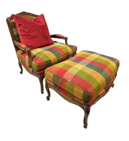 SHERRILL FRENCH STYLE CHAIR WITH OTTOMAN