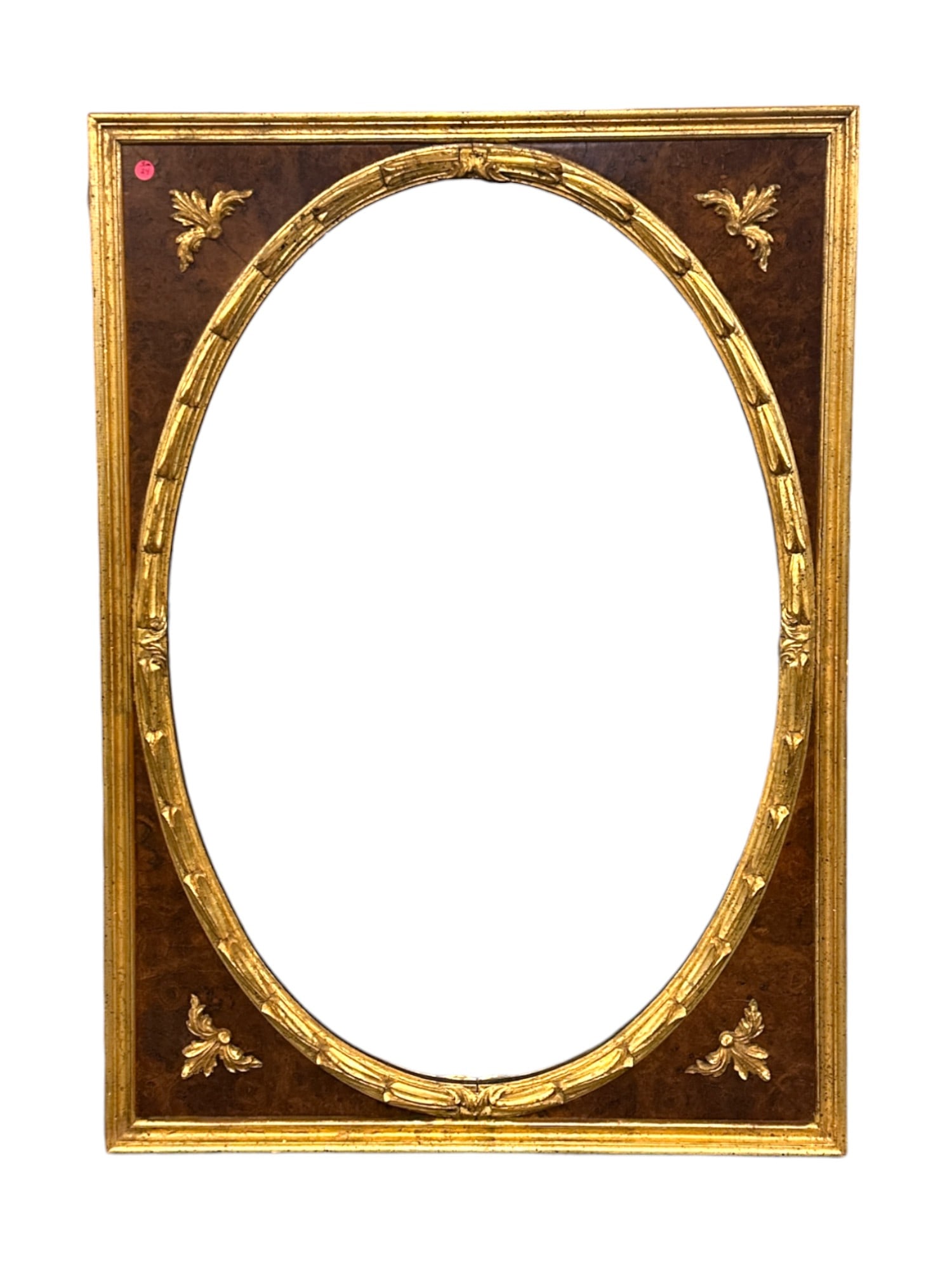 MID CENTURY CAROLINA MIRROR BURL & GILT MIRROR (1 of 2)
