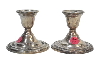 PAIR INTERNATIONAL STERLING SILVER COURTSHIP CANDLESTICKS