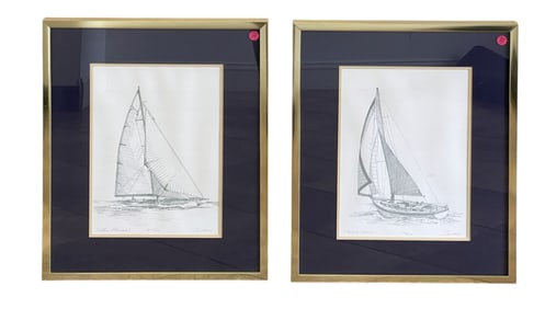 2 MID CENTURY LTD ED SAILBOAT LITHOS