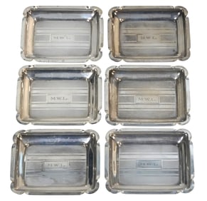 6 ART DECO STERLING SILVER NUT / MINT DISHES