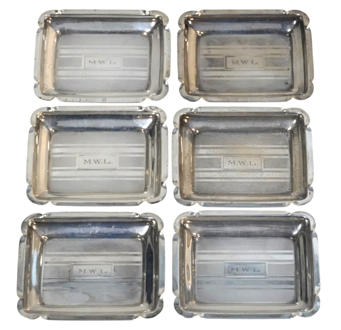 6 ART DECO STERLING SILVER NUT / MINT DISHES (1 of 5)