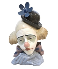 LLADRO PORCELAIN PENSIVE CLOWN SIGNED