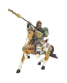 CHINESE TANG WARRIOR SANCAI GLAZE ON HORSE