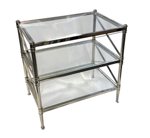 ETHAN ALLEN JOCELYN SIDE / END TABLE IN POLISHED NICKEL