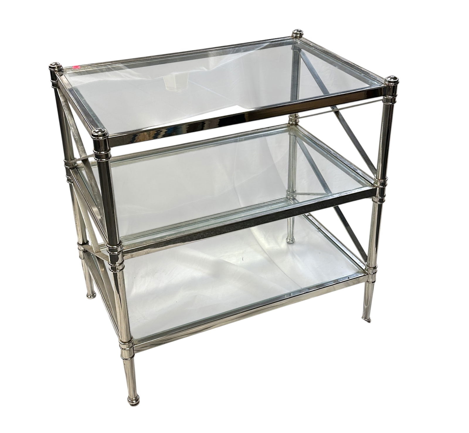 ETHAN ALLEN JOCELYN SIDE / END TABLE IN POLISHED NICKEL (1 of 5)