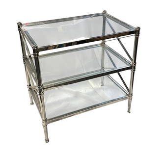 ETHAN ALLEN JOCELYN SIDE / END TABLE IN POLISHED NICKEL: Ethan Allen Jocelyn Side / End Table in Polished Nickel Finish. Measures 18"x27"x28" tall