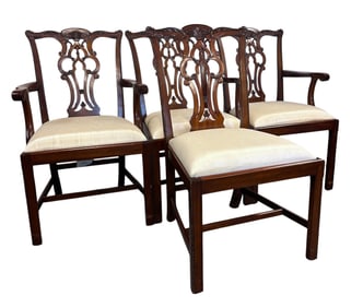 4 MAITLAND SMITH CARVED CHIPPENDALE CHAIRS