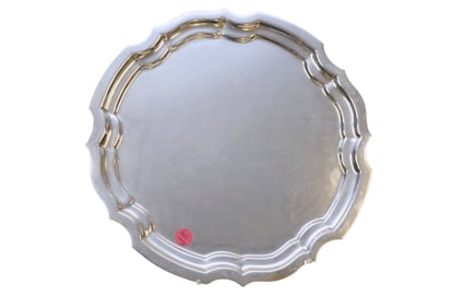 HEAVY SOLID STERLING ROUND TRAY CHIPPENDALE