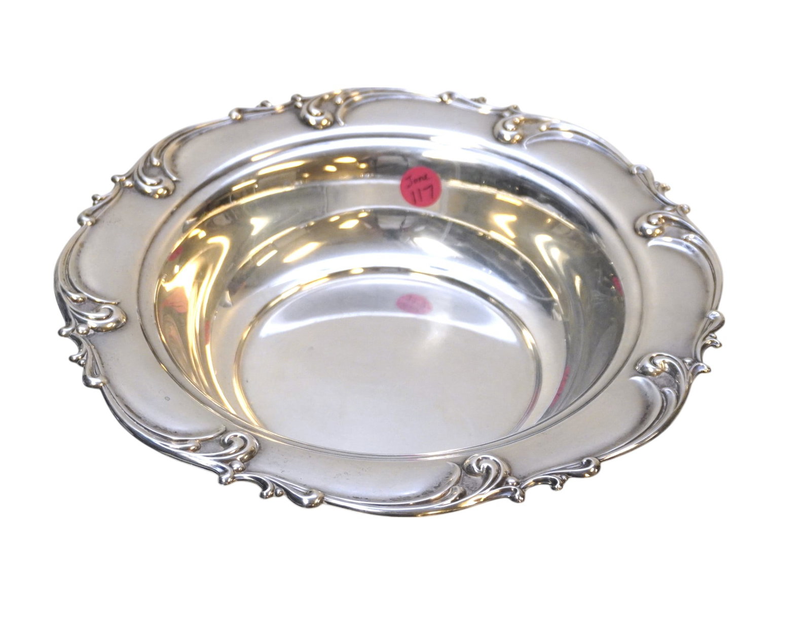 STERLING SILVER BOWL RHAPSODY INTERNATIONAL SILVER: Sterling Silver Bowl by International Silver in the "Rhapsody" Pattern. Measures 10 1/2"x10 1/2"x2 1/2". Approximate silver weight 456 grams